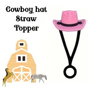 Cowgirl/Cowboy Hat Straw Caps, Fits 10mm Straws, New